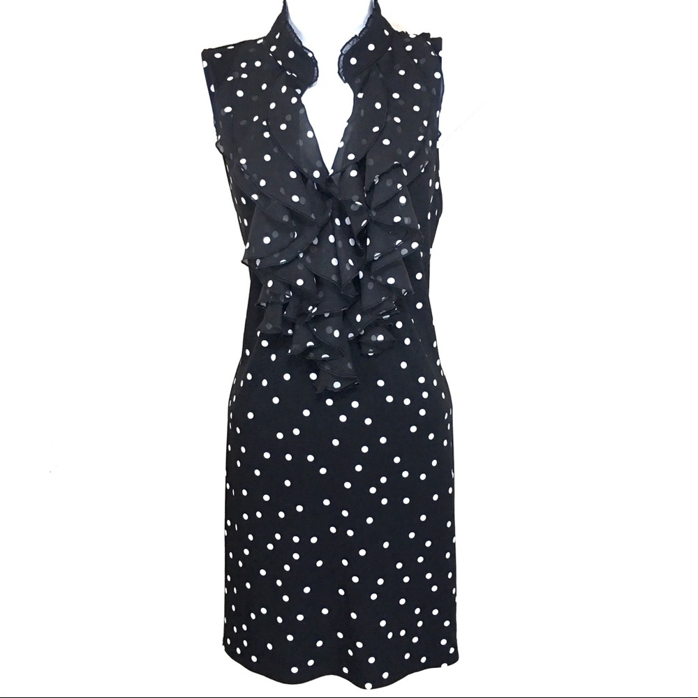 White House Black Market Polka Dot Ruffle Tunic
